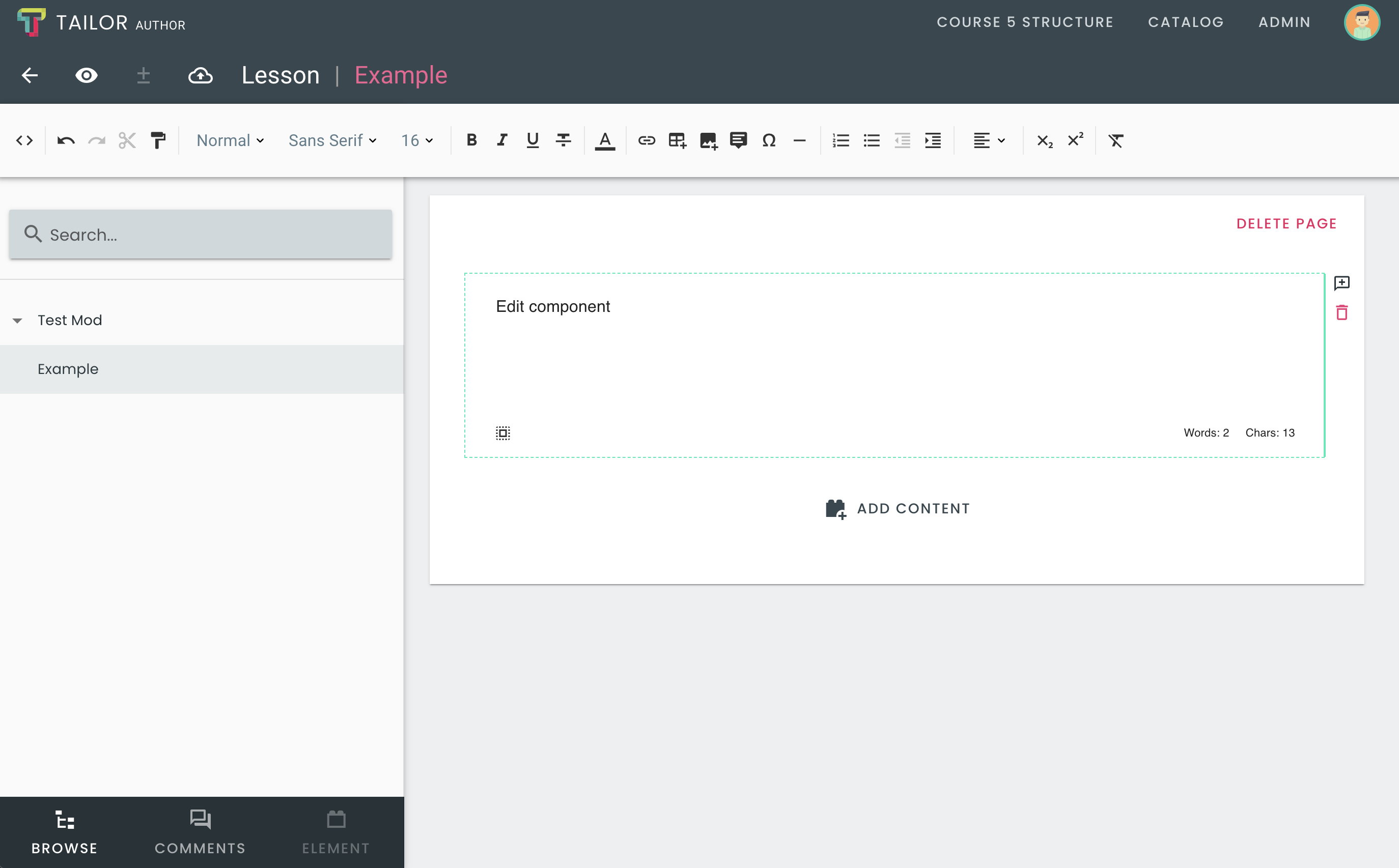 Editor overview