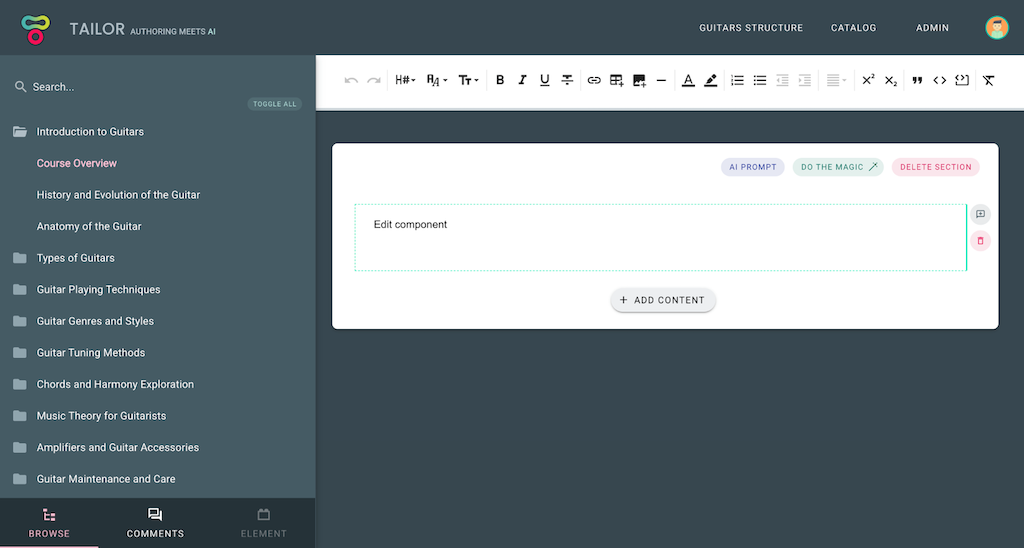 Editor overview
